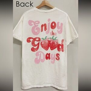 060- Enjoy The Good Days T-shirt with Strawberry Print